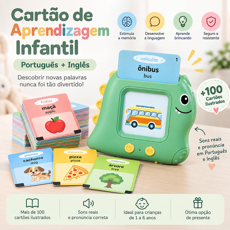 Máquina Educativa Bilíngue com 112 Cartões