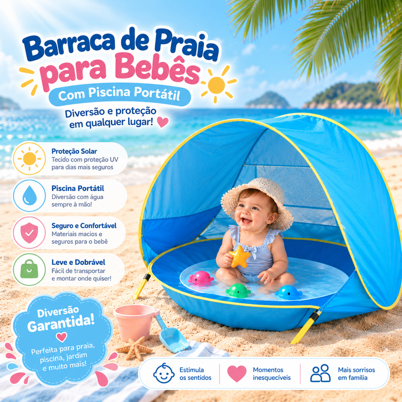 Barraca de Praia Infantil com Mini Piscina e Proteção UV