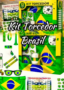 Kit Torcedor Copa do Mundo 2026 Brasil Futebol Bandeira Faixa Confete Corneta Oculos