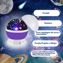 Luminária Projetor Abajur Infantil Estrelado lua Estrela 360º Galaxy Star Master Projetor De Estrela