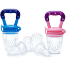 Chupeta Mordedor Alimentadora Bebê De Silicone Porta Fruta Azul e Rosa
