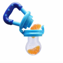 Chupeta Mordedor Alimentadora Bebê De Silicone Porta Fruta Azul e Rosa