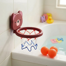 Brinquedo De Banho Infantil Cesta De Basquete Urso Sapo Bebê Com Ventosa 3 Bolinhas