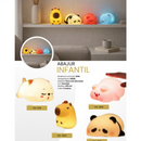 Luminária de Silicone Nocturna Sensor De Toque Panda Porco Capivara gato Recarregável USB 8 cores Candeeiro Decoração