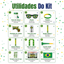 Kit Torcedor Copa do Mundo 2026 Brasil Futebol Bandeira Faixa Confete Corneta Oculos