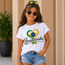 Camiseta Infantil Brasil 100% Algodão | Conforto Premium para Meninas ⚽🇧🇷