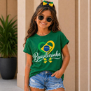 Camiseta Infantil Brasil 100% Algodão | Conforto Premium para Meninas ⚽🇧🇷
