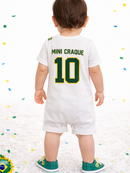 Macacão Bebê Brasil Mini Craque 10 Romper Infantil Copa Seleção Body Curto Algodão