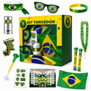 Kit Torcedor Copa do Mundo 2026 Brasil Futebol Bandeira Faixa Confete Corneta Oculos