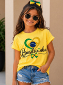 Camiseta Infantil Menina 100%Algodão Brasil Confortável Sofisticada Leve Entrega Rápida