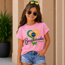 Camiseta Infantil Brasil 100% Algodão | Conforto Premium para Meninas ⚽🇧🇷