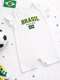 Macacão Bebê Brasil Mini Craque 10 Romper Infantil Copa Seleção Body Curto Algodão