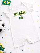 Macacão Bebê Brasil Mini Craque 10 Romper Infantil Copa Seleção Body Curto Algodão