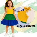 Vestido Infantil Brasil Copa do Mundo Canelado 3 Marias estiloso Verão
