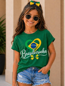 Camiseta Infantil Menina 100%Algodão Brasil Confortável Sofisticada Leve Entrega Rápida