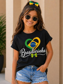 Camiseta Infantil Menina 100%Algodão Brasil Confortável Sofisticada Leve Entrega Rápida