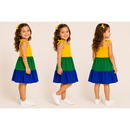 Vestido Infantil Brasil Copa do Mundo Canelado 3 Marias estiloso Verão