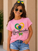 Camiseta Infantil Menina 100%Algodão Brasil Confortável Sofisticada Leve Entrega Rápida