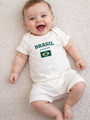 Macacão Bebê Brasil Mini Craque 10 Romper Infantil Copa Seleção Body Curto Algodão