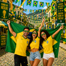 Kit Torcedor Copa do Mundo 2026 Brasil Futebol Bandeira Faixa Confete Corneta Oculos