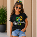 Camiseta Infantil Brasil 100% Algodão | Conforto Premium para Meninas ⚽🇧🇷
