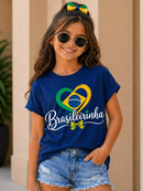 Camiseta Infantil Menina 100%Algodão Brasil Confortável Sofisticada Leve Entrega Rápida