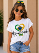 Camiseta Infantil Menina 100%Algodão Brasil Confortável Sofisticada Leve Entrega Rápida