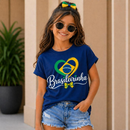Camiseta Infantil Brasil 100% Algodão | Conforto Premium para Meninas ⚽🇧🇷