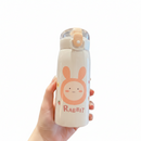 Garrafa Com Canudo Térmica Infantil Estampas Animais Aço Inox 350ml