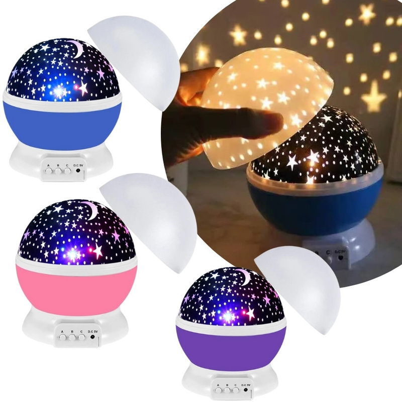 Luminária Projetor Abajur Infantil Estrelado lua Estrela 360º Galaxy Star Master Projetor De Estrela