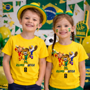 Camiseta Infantil Mascote Copa do Mundo 2026 PERSONALIZADA NOME Brasil Torcida Futebol Camisa Menino Menina Algodão