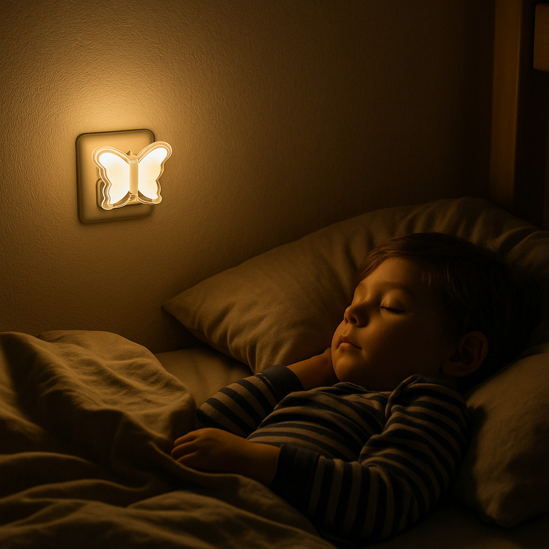 1 ou 2 Mini Luminárias LED Lua Estrela e Borboleta Bivolt – Abajur Tomada Quarto Criança Suave