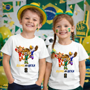 Camiseta Infantil Mascote Copa do Mundo 2026 PERSONALIZADA NOME Brasil Torcida Futebol Camisa Menino Menina Algodão