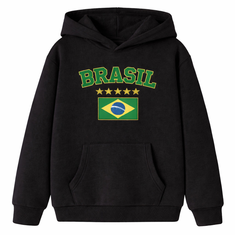 Moletom Infantil Brasil Copa do Mundo 2026 Menino Menina Flanelado Algodão
